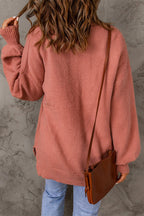 Dames rozen gebreide trui - oversized pullover met zak - Bakkermode.nl