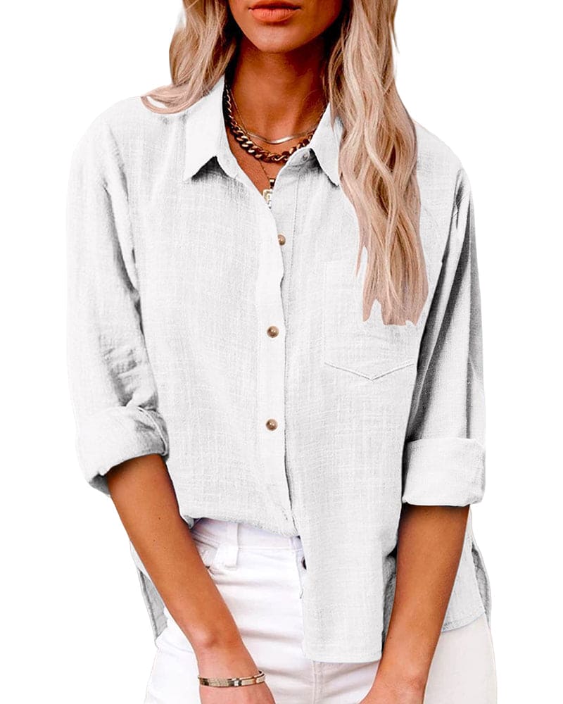 Dames button-up blouse - veelzijdige, lichte blouse met lange mouwen