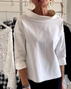 Dames casual blouse met driekwartmouwen – elegante everyday look in ademend materiaal voor op kantoor of in het weekend