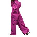 Dames roze cargo trousers - stijlvolle wijde pijpen met ruime zakken voor dagelijks gebruik