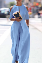 Dames jumpsuit elegante cold shoulder met wijde pijpen - veelzijdige outfit voor casual en chique gelegenheden
