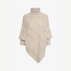 Gebreide poncho met hoge hals - elegante damestrui
