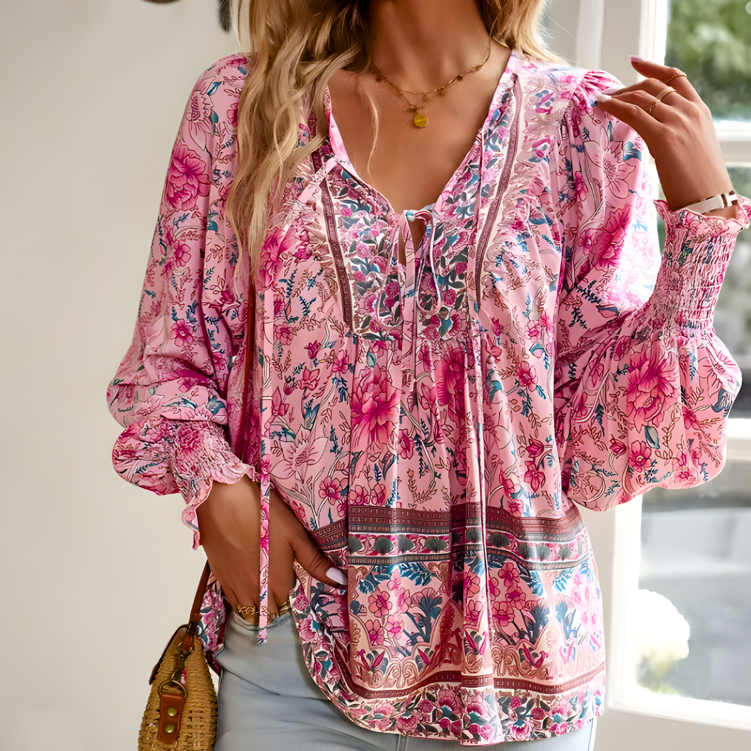 Bloemenprint blouse - elegante, luchtige top voor dames