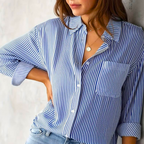 Dames gestreepte blouse met een relaxte pasvorm - veelzijdige casual shirt voor dagelijks gebruik