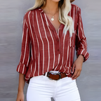 Gelaagde gestreepte blouse - lange mouwen dames top