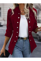 Chic fluwelen blazer - elegante getailleerde damesjacket met opvallende gouden accenten