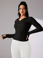 Dames lichtgewicht sportjack - stijlvolle lange mouwen zip-up fitness top voor casual en actieve looks