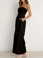 Strapless jumpsuit - chique zwarte dames playsuit