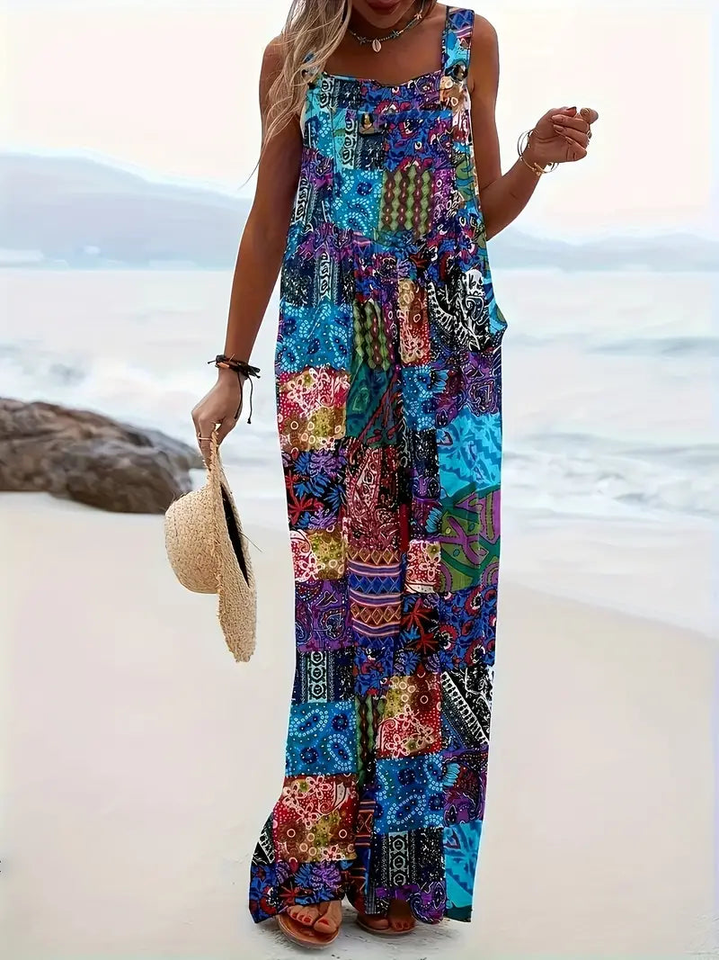 Dames casual jumpsuit zomerse maxi jurk - lichtgewicht en veelzijdig voor stranddagen