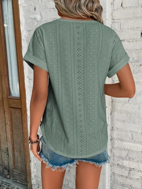 Dames casual top - chique en shirt met korte mouwen