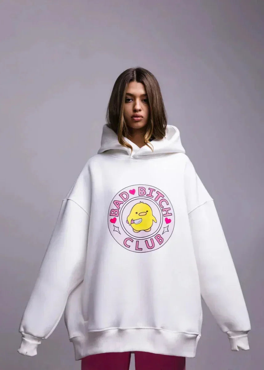 Oversized hoodie met eendenprint - casual dames sweater - Bakkermode.nl