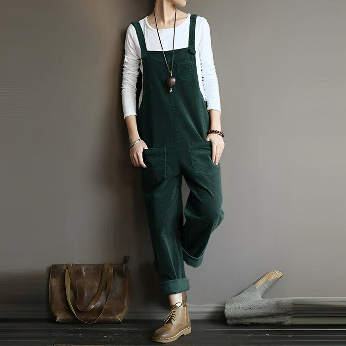 Dames corduroy dungarees - trendy vintage overalls voor ontspannen elke dag