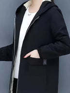 Fleece capuchonjas voor dames - zwarte casual jas - Bakkermode.nl