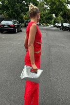 2-delige damesfeestjurk elegante kanten outfit - rode crop top en rok set voor speciale gelegenheden