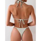 2-delige dames zwempak elegante high-waisted bikini set - stijlvolle triangle top voor stranddagen