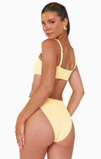 2-delige dames zwemoutfit met hoge taille - vrolijke gele strandkleding voor zomerse momenten