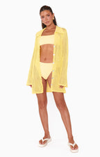 2-delige dames zwemoutfit met hoge taille - vrolijke gele strandkleding voor zomerse momenten