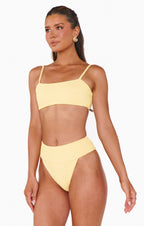 2-delige dames zwemoutfit met hoge taille - vrolijke gele strandkleding voor zomerse momenten