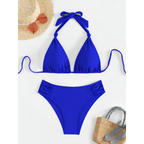2-delige dames zwemkleding - stijlvolle bikini set met chique driehoekstop & hoge taille bikinibroekjes voor stranduitjes