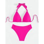 2-delige dames zwemkleding - stijlvolle bikini set met chique driehoekstop & hoge taille bikinibroekjes voor stranduitjes