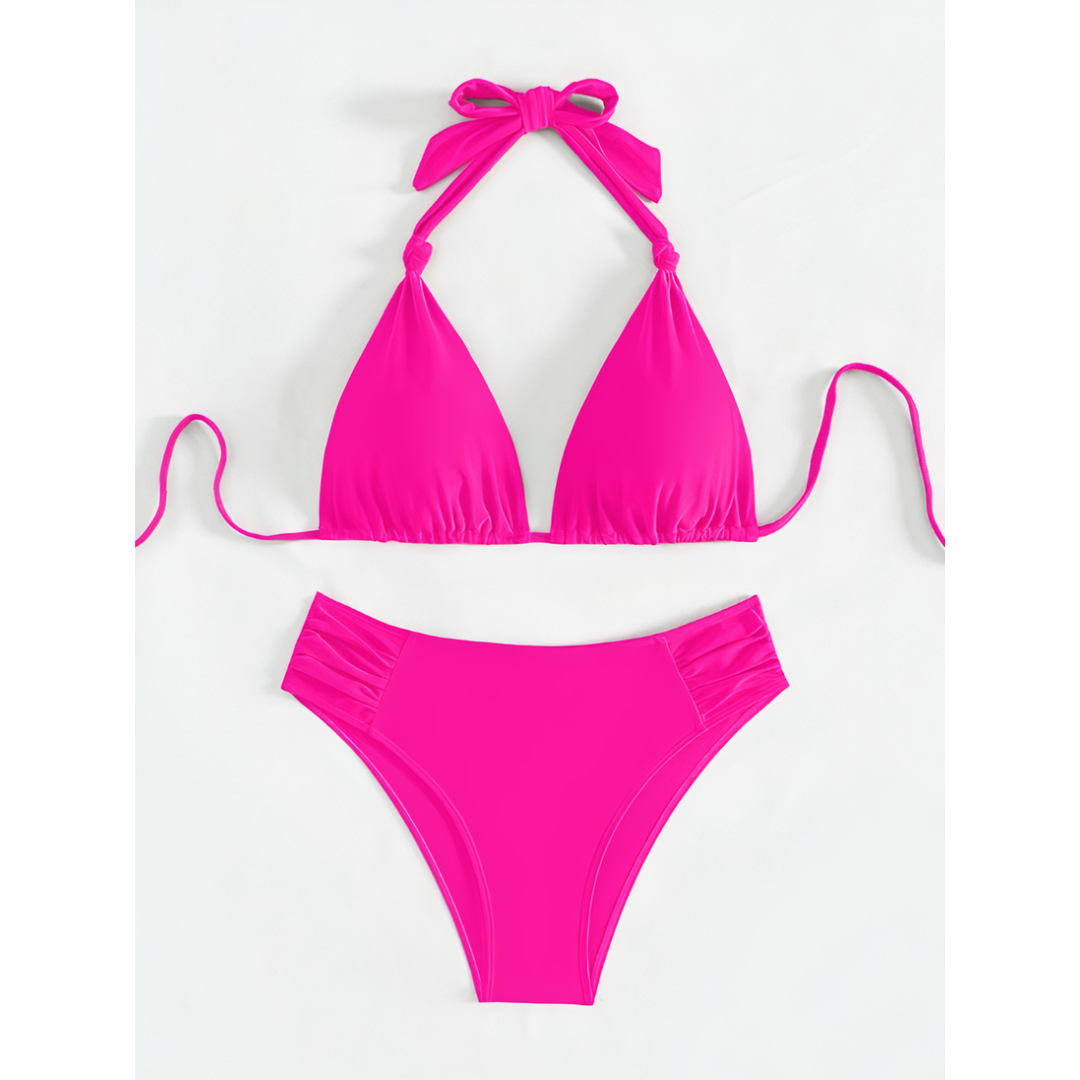 2-delige dames zwemkleding - stijlvolle bikini set met chique driehoekstop & hoge taille bikinibroekjes voor stranduitjes