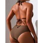 2-delige dames zwemkleding - stijlvolle bikini set met chique driehoekstop & hoge taille bikinibroekjes voor stranduitjes