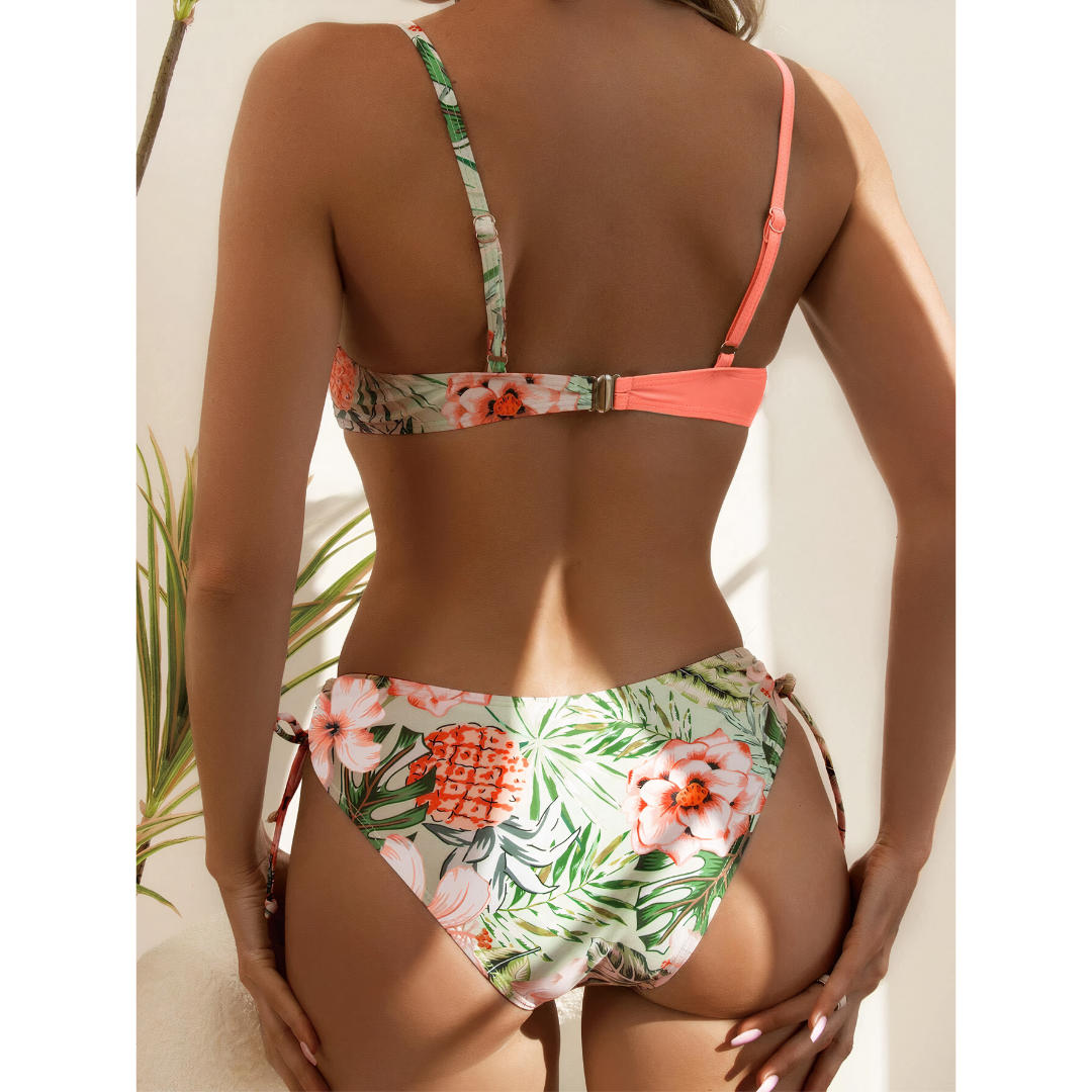 2-delig dames zwemset met stijlvolle bloemenprint - trendy strandoutfit voor zomervakanties