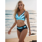 2-delige dames zwemoutfit: stijlvolle hoge taille bikini set - ondersteunend bovenstuk voor strand & zwembad