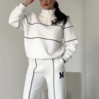 2-delige dames tracksuit trendy athleisure set - zachte zip-up top en broek voor casual wear