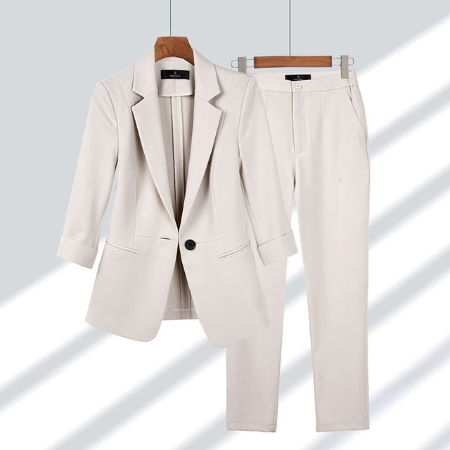 2-delige dames blazer & broek set - verfijnde kantooroutfit