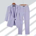 2-delige dames blazer & broek set - verfijnde kantooroutfit