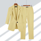 2-delige dames blazer & broek set - verfijnde kantooroutfit