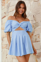 2-delige casual dress voor dames met pofmouwen - trendy zomeroutfit voor vrouwen