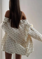 2-delige dames co-ordset - stijlvolle luchtige top en rok in een beige print voor zomerse uitjes - trendy mode voor dames