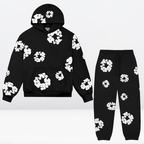 2-delige vrouwenhoodie loungewear set met bloemenprint - trendy katoenen ensemble voor casual gebruik
