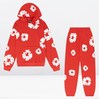 2-delige vrouwenhoodie loungewear set met bloemenprint - trendy katoenen ensemble voor casual gebruik