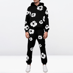2-delige vrouwenhoodie loungewear set met bloemenprint - trendy katoenen ensemble voor casual gebruik
