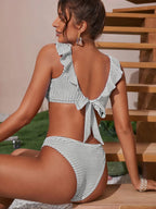 2-delige dames badmode met ruches - elegante strandoutfit