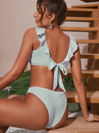 2-delige dames badmode met ruches - elegante strandoutfit