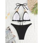 2-delige dames bikiniset met driehoekige cups - elegante stijl met gouden accenten - voor strandvakanties en poolparty's