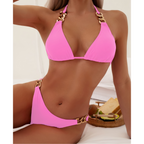 2-delige dames bikiniset met driehoekige cups - elegante stijl met gouden accenten - voor strandvakanties en poolparty's