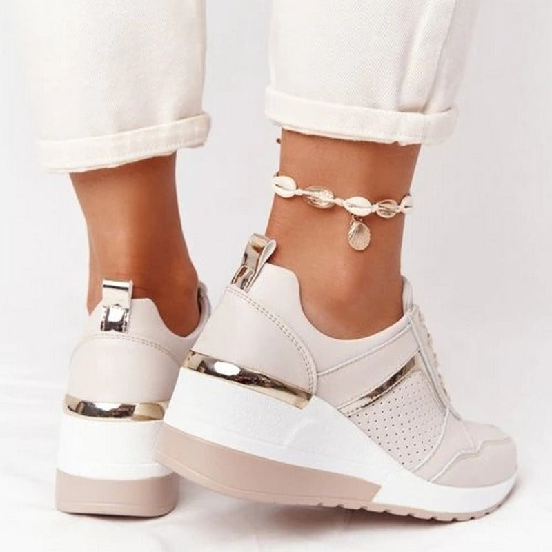 Modieuze platform sneakers dames - lichtgewicht casual schoenen - Bakkermode.nl