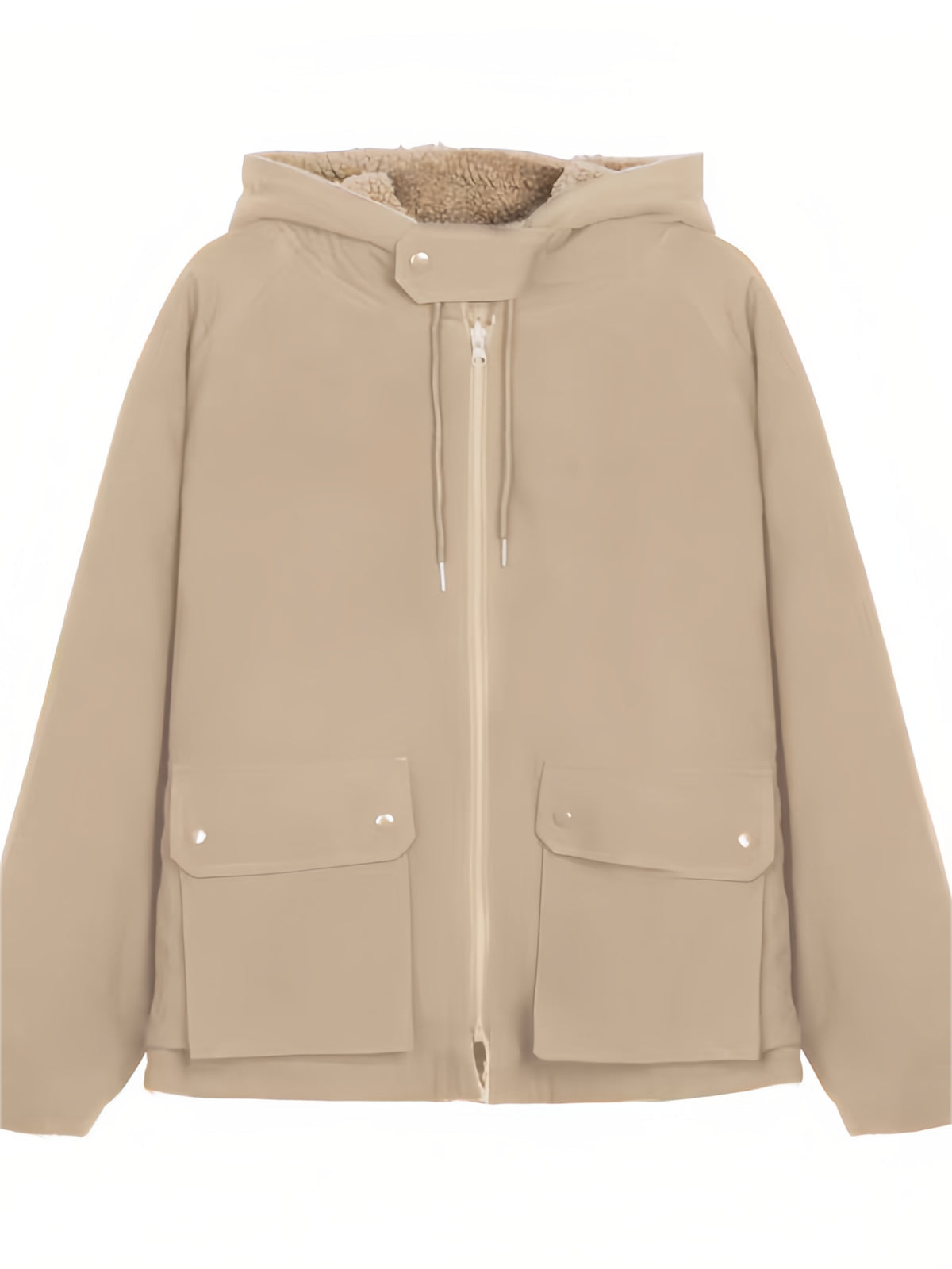 Omkeerbare dames fleece parka - warme winterjas - Bakkermode.nl