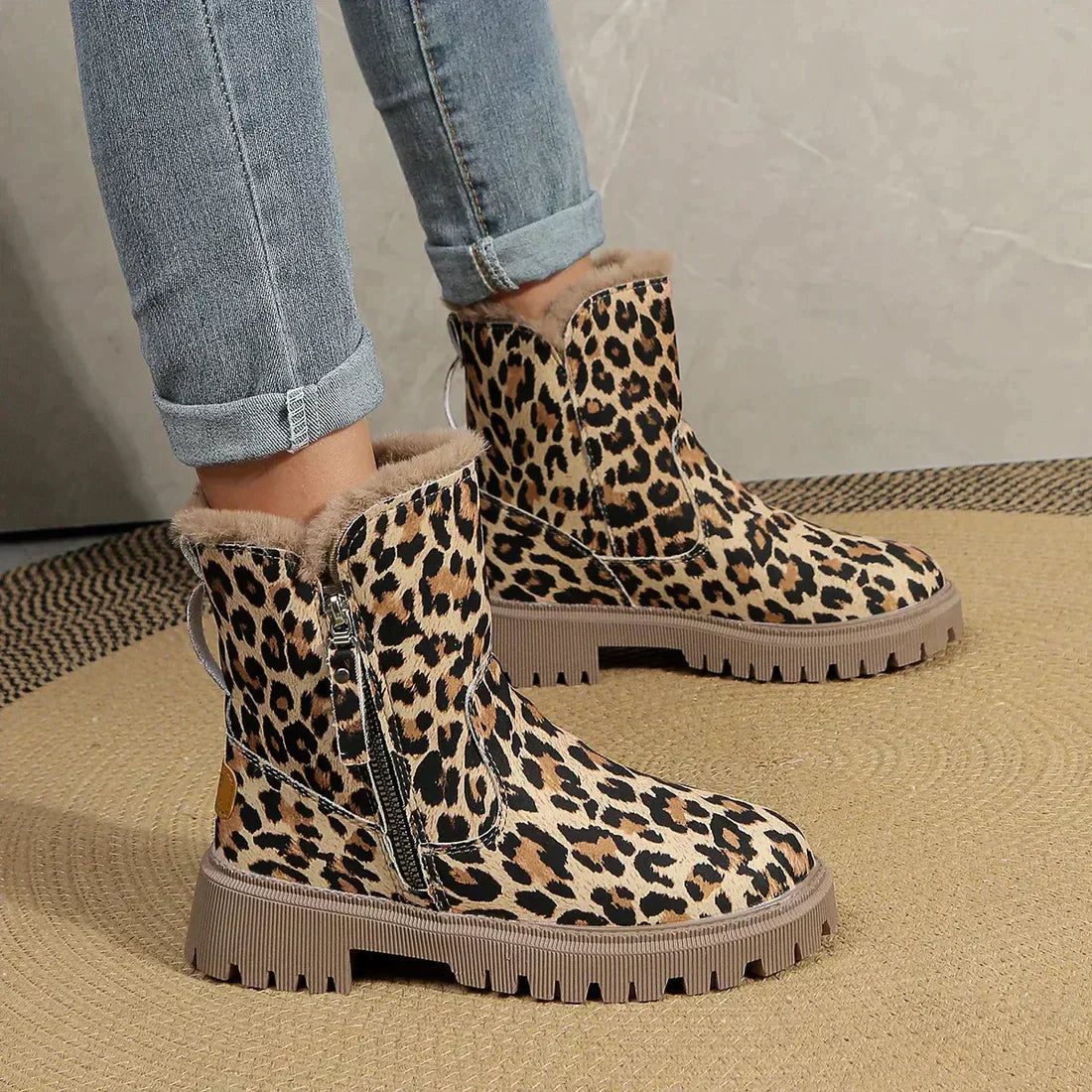 Leopardprint laarzen - stijlvolle bruin dames enkelboots