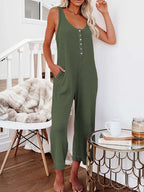 Vrouwen gebreide jumpsuit - stijlvolle ribstof overall voor casual draagmomenten - zachte ribstof, functionele zakken, eenvoudig te stylen