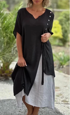 Dames midi jurk - lichte zomeroutfit met een relaxte pasvorm voor casual en slimme gelegenheden