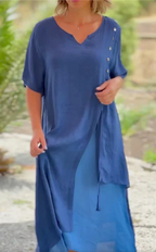 Dames midi jurk - lichte zomeroutfit met een relaxte pasvorm voor casual en slimme gelegenheden