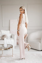 Jumpsuit - witte dames met wikkelontwerp voor elegantie