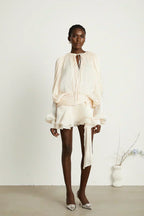 Dames feestjurk met ballonmouwen - flowy silhouet voor speciale gelegenheden