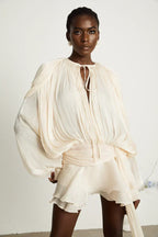 Dames feestjurk met ballonmouwen - flowy silhouet voor speciale gelegenheden